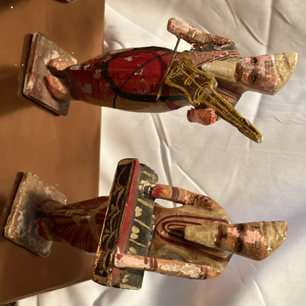 Vintage , hand carved n hand painted wooden 10 pc Egyptian style band each - Picture 9 of 15